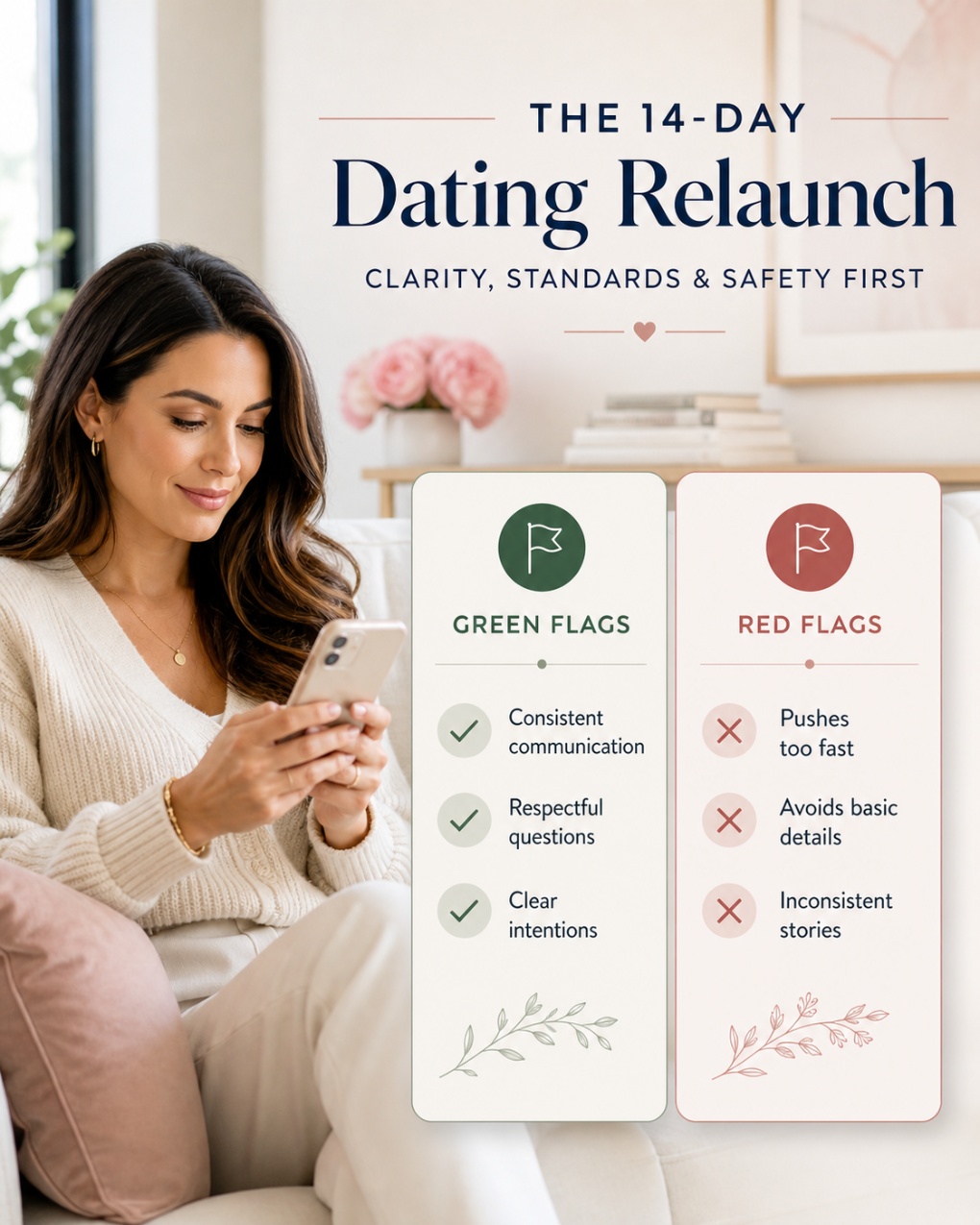 Green flags and red flags checklist for modern dating
